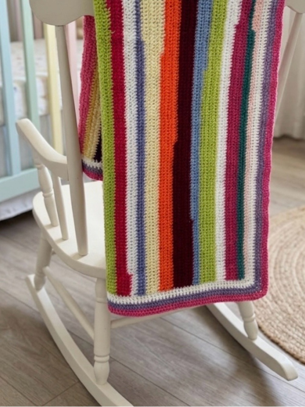NWT Handmade Crochet Stripes Baby / Lap Blanket Multicolor